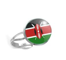 Anel Bandeira do Quênia País Kenya Unissex e Ajustável
