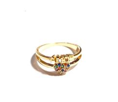 Anel Banhado a Ouro 18K Amor com Coração de Zircônias Coloridas