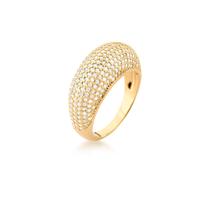 Anel Banhado a Ouro Curvo com Zirconia TAM:18