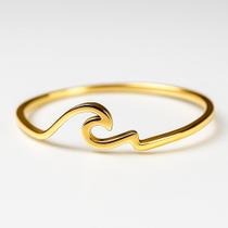 Anel Banhado em Ouro 18k Onda Mar 1mm Casual Estilo Tradicional Tungstenio Anatomico