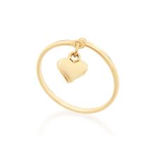 Anel banhado ouro 3x 24k 18k e 22k feminino falange rommanel aberto coração 512392