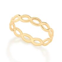 Anel banhado ouro 3x 24k 18k e 22k feminino infinito rommanel fino skinny aro 512980