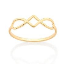 Anel banhado ouro 3x 24k 18k e 22k feminino infinito rommanel fino skinny losango 513211 Anel banhado ouro 3x 24k 18k e 22k feminino infinito rommanel fino skinny losango 513211