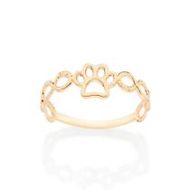 Anel banhado ouro 3x 24k 18k e 22k feminino infinito vazado rommanel patinha de pet cachorro gato 513431