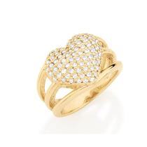 Anel banhado ouro 3x 24k 18k e 22k feminino rommanel 3 fios coração zircônias 511357