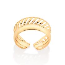 Anel banhado ouro 3x 24k 18k e 22k feminino rommanel ajustável com detalhes vazados 513382