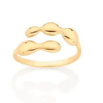 Anel banhado ouro 3x 24k 18k e 22k feminino rommanel ajustável oval abaulado 513302