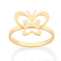 Anel banhado ouro 3x 24k 18k e 22k feminino rommanel borboleta 513244