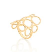 Anel banhado ouro 3x 24k 18k e 22k feminino rommanel círculos vazados 511048 Anel banhado ouro 3x 24k 18k e 22k feminino rommanel círculos vazados 511048