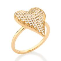 Anel banhado ouro 3x 24k 18k e 22k feminino rommanel coração cravejado por 109 zircônias 513315
