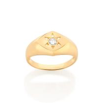 Anel banhado ouro 3x 24k 18k e 22k feminino rommanel estrela 6 pontas com zircônia 512995