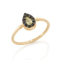 Anel banhado ouro 3x 24k 18k e 22k feminino rommanel fino gota oval zircônias amarela ródio negro 512765