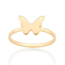 Anel banhado ouro 3x 24k 18k e 22k feminino rommanel fino skinny borboleta 513278