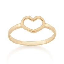 Anel banhado ouro 3x 24k 18k e 22k feminino rommanel fino skinny coração vazado 512711 Anel banhado ouro 3x 24k 18k e 22k feminino rommanel fino skinny coração vazado 512711