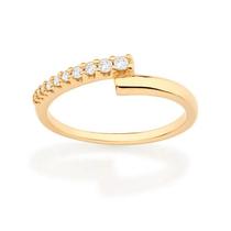 Anel banhado ouro 3x 24k 18k e 22k feminino rommanel fino skinny cravejado zircônias 513288