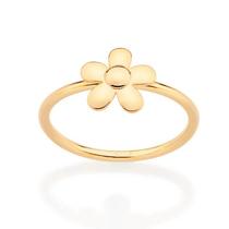 Anel banhado ouro 3x 24k 18k e 22k feminino rommanel fino skinny flor 513294