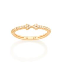 Anel banhado ouro 3x 24k 18k e 22k feminino rommanel fino skinny laço zircônias 512860