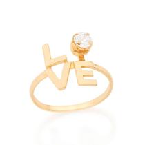 Anel banhado ouro 3x 24k 18k e 22k feminino rommanel fino skinny love (amor) zircônia redonda 512553