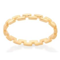 Anel banhado ouro 3x 24k 18k e 22k feminino rommanel fino skinny peças retangulares blocos 513018