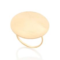 Anel banhado ouro 3x 24k 18k e 22k feminino rommanel grande circular escovado 513027 Anel banhado ouro 3x 24k 18k e 22k feminino rommanel grande circular escovado 513027