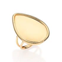 Anel banhado ouro 3x 24k 18k e 22k feminino rommanel grande gota lisa bordas trabalhadas 513381