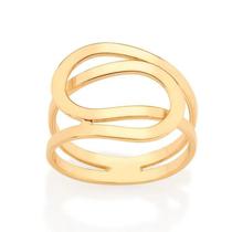 Anel banhado ouro 3x 24k 18k e 22k feminino rommanel grande maxi aro duplo entrelaçados 513304 Anel banhado ouro 3x 24k 18k e 22k feminino rommanel grande maxi aro duplo entrelaçados 513304