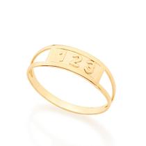 Anel banhado ouro 3x 24k 18k e 22k feminino rommanel infantil fino numeração 1,2 e 3 512584