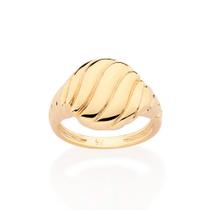 Anel banhado ouro 3x 24k 18k e 22k feminino skinny fino rommanel ondulado relevo 513475