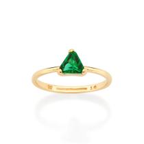 Anel banhado ouro 3x 24k 18k e 22k feminino solitário cristal verde triangular rommanel 513470 Anel banhado ouro 3x 24k 18k e 22k feminino solitário cristal verde triangular rommanel 513470