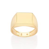 Anel banhado ouro 3x 24k 18k e 22k masculino rommanel quadrado liso 513368