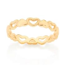 Anel banhado ouro 3x 24k 18k e 22k ou prata 925 feminino rommanel fino skinny corações vazados 513059 310024 Anel banhado ouro 3x 24k 18k e 22k ou prata 925 feminino rommanel fino skinny corações vazados 513059 310024