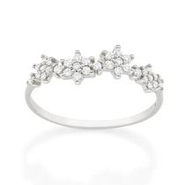 Anel banhado ouro 3x 24k 18k e 22k ou prata 925 feminino rommanel skinny fino flores zircônias 513246 313246