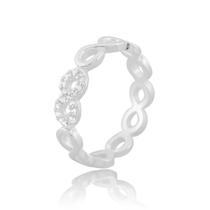Anel Banhado Prata 925 Cravejado Feminino Infinito Pedras