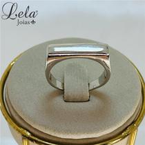 Anel base frontal retangular lisa folheado a ródio branco Anel base frontal retangular lisa folheado a ródio branco