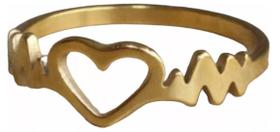 Anel Batimento Do Coração Feminino Banhado A Ouro 18K Luxo