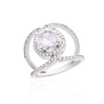 Anel Belca Cravejado Com Zirconia No Banho De Ródio