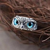Anel Bijuteria Olhos Azuis de Coruja - Acessório - Lamalu