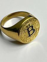 Anel Bitcoin - Banhado a Ouro 18k