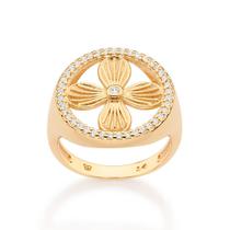 Anel boho com flor banhado a ouro