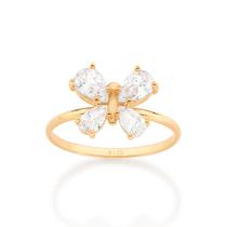Anel borboleta 18k com zircônias BRANCO 513273 Rommanel Anel borboleta 18k com zircônias BRANCO 513273 Rommanel