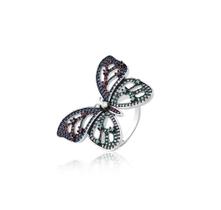 Anel borboleta cravejada banhado a ródio branco Anel borboleta cravejada banhado a ródio branco