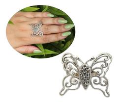 Anel Borboleta Marcassita Grande Mistico Prata 925 J25146