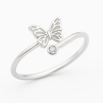 Anel Borboleta Prata Orginal Ponto Luz Delicado Minimalista