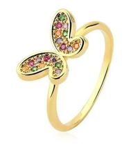 Anel Borboleta Zircônias Coloridas Lizzy Fatin T17 Anel Borboleta Zircônias Coloridas Lizzy Fatin T17