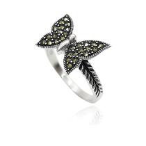 Anel Borboletas com Marcassitas Prata 925