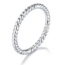Anel BORUO Twisted Eternity Band em prata esterlina 925 2 mm