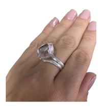 Anel brilhante ametista - banho prata