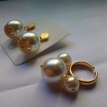 Anel +brincos pérolas