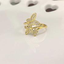 Anel Butterfly Cravejado Ajustável