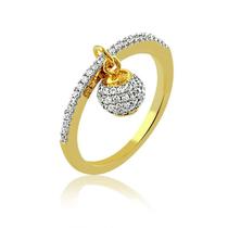 Anel C Pingente Bolinha Folheado A Ouro Com Microzircônias